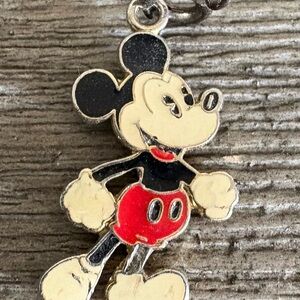 Vintage Mickey Mouse Enamel Charm - Black, Red, Cream